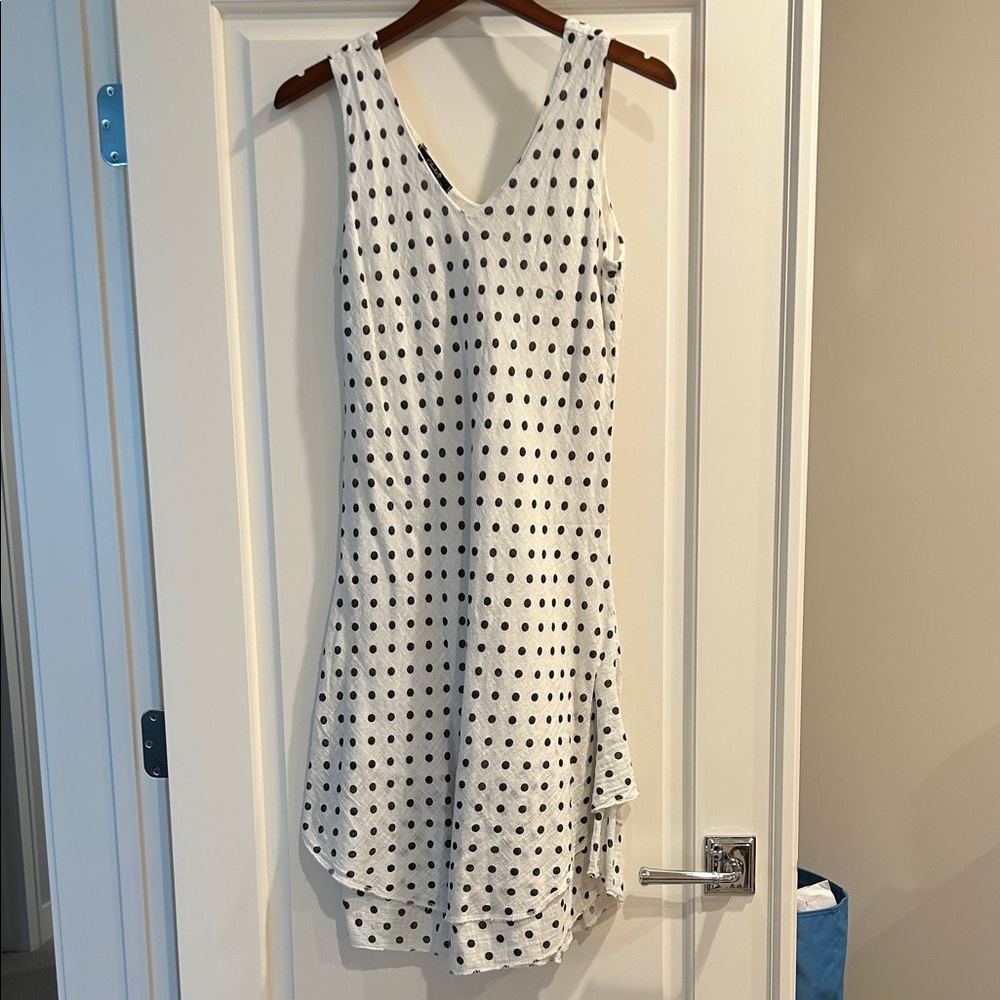 CHARLIE B Asymmetrical Polka Dot Dress - White and Black